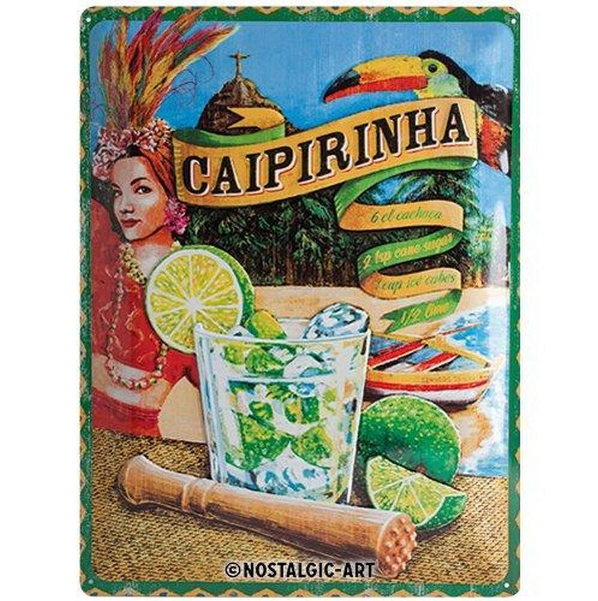 BLECHSCHILD 30/40 cm Open Bar Caipirinha - Multicolor, Metall (30/40/0.2cm) - Nostalgic-Art