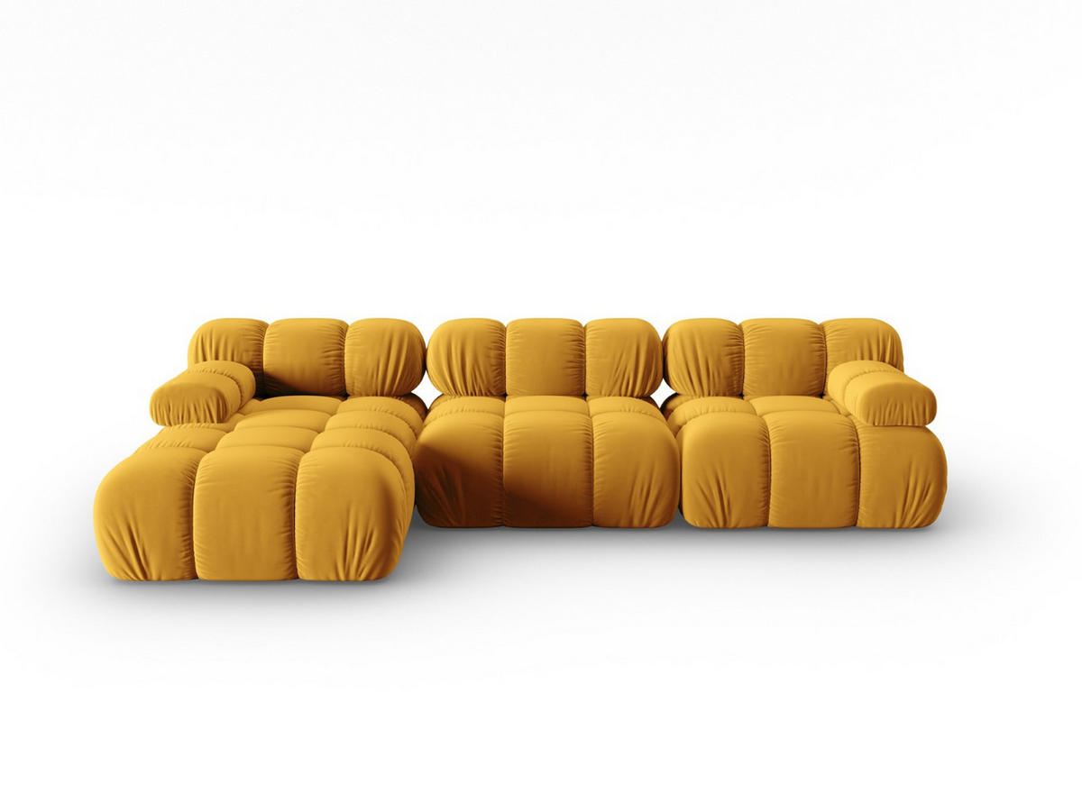 MODULARES-ECKSOFA links Bellis aus Samt gelb 4 Sitzplätze - Gelb, Textil (122/285cm) - Micadoni