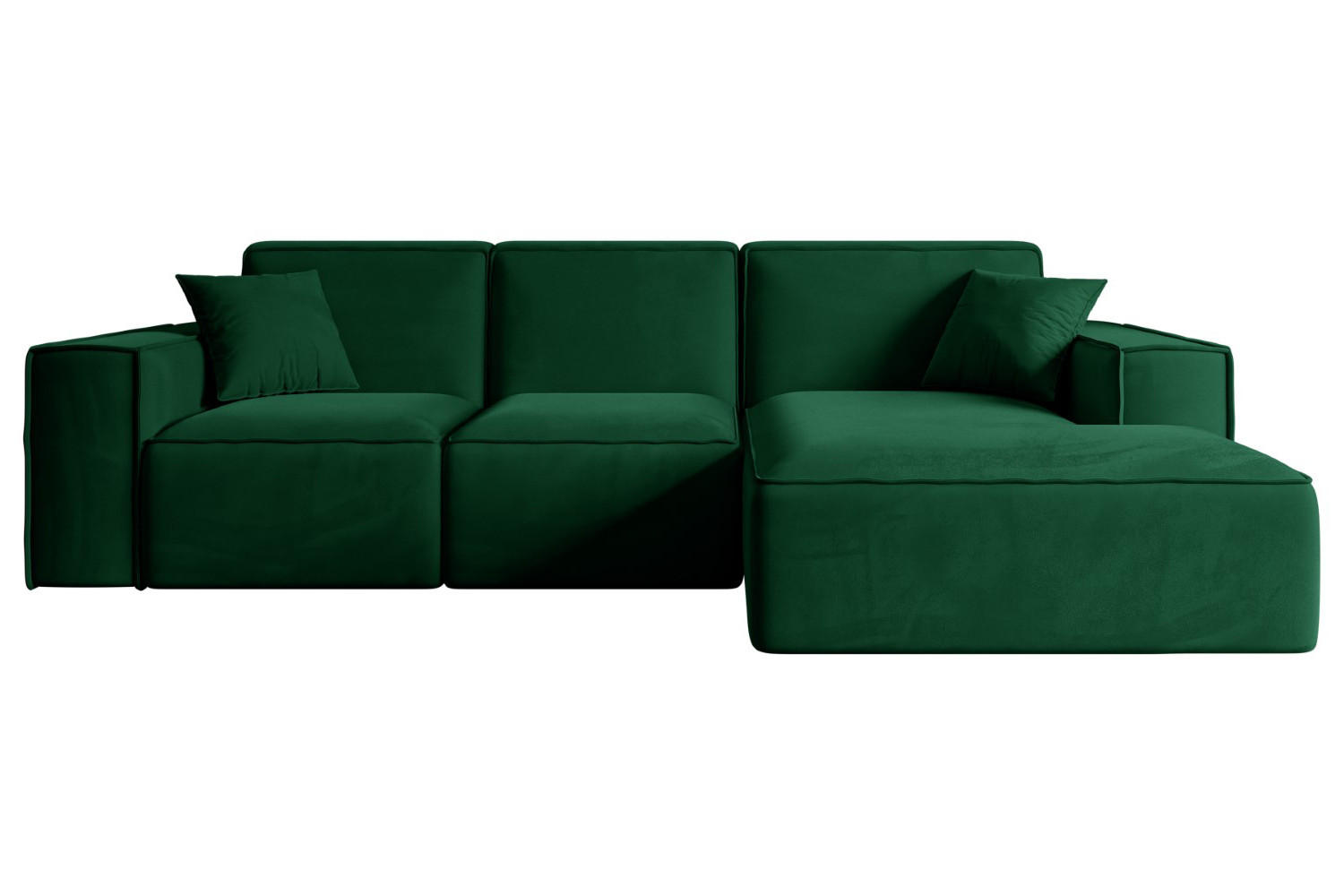 ECKSOFA Ottomane Rechts SERRA-L - 266x165x73 cm Grün Velours - Schwarz/Grün, Holzwerkstoff/Kunststoff (266/165cm) - ALTDECOR