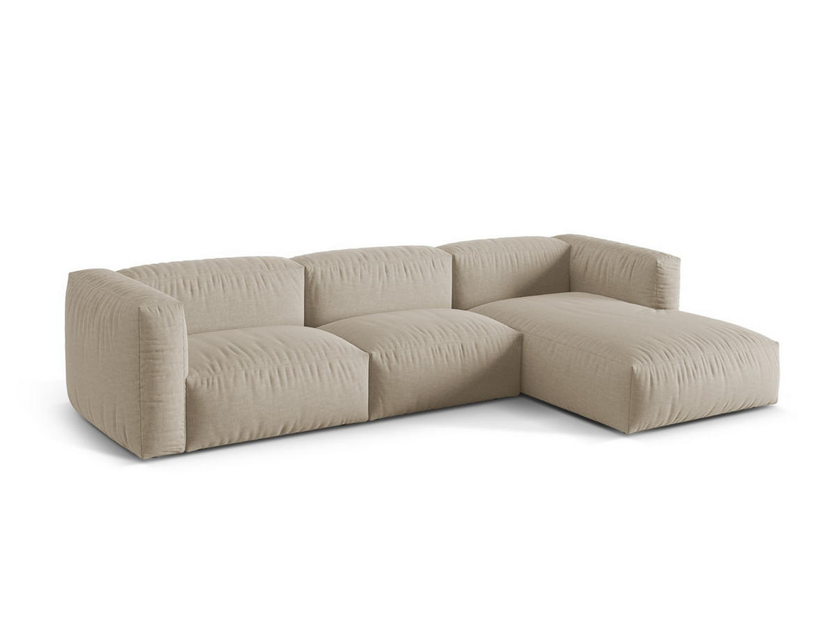 ECKSOFA modular rechts Martina aus strukturiertem Stoff leichtes beige 3 Sitzplätze - Creme, Textil (176/332cm) - Micadoni