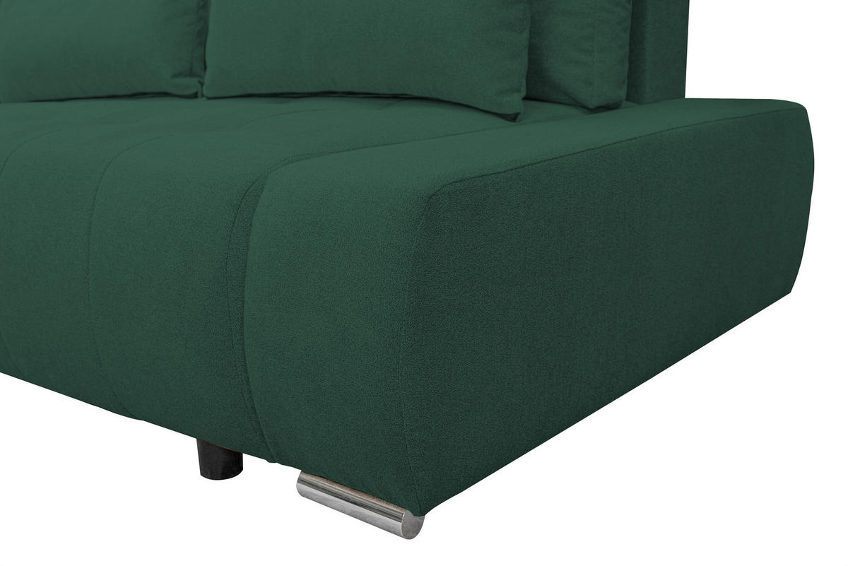 ECKSOFA Bloom mit Bettkasten und Schlaffunktion L-Form - Grün, Textil (267/185cm)