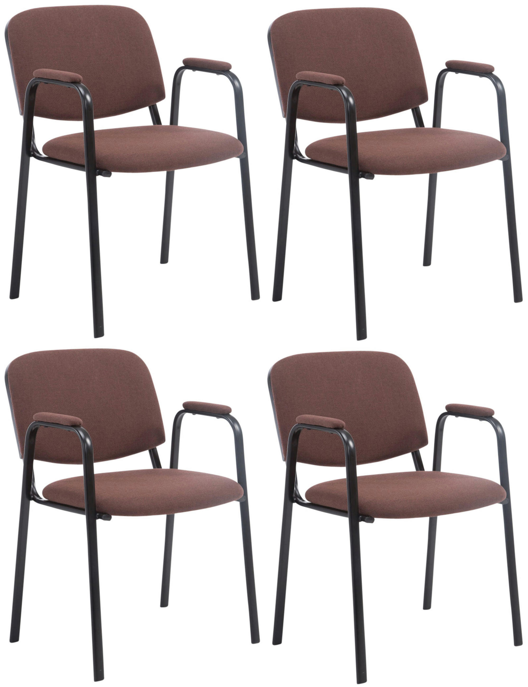 BESUCHERSTUHL 4er Set Stoff braun - Schwarz/Braun, Textil/Metall (53/79/55cm) - CLP