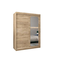 SCHWEBETÜRENSCHRANK 200/150/62 2-türig - Silberfarben/Sonoma Eiche, Holz/Kunststoff (150/200/62cm) - MÖBEL KRYSPOL
