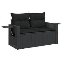 GARTENSOFA Mit Kissen 2-Sitzer Schwarz Poly Rattan - Schwarz, Kunststoff (124/69/62cm) - vidaXL