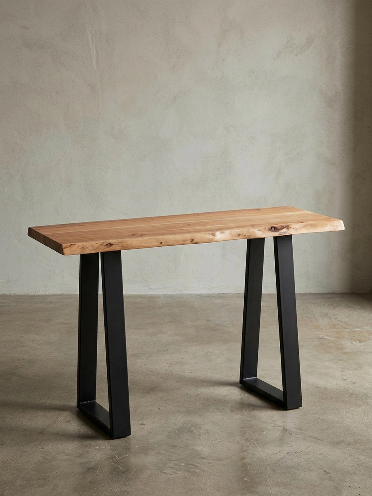 KONSOLENTISCH – Akazienholz, Landhausstil, robuste Metallfüße - Beige/Schwarz, Holz/Metall (45/120/75cm) - KADIMA DESIGN