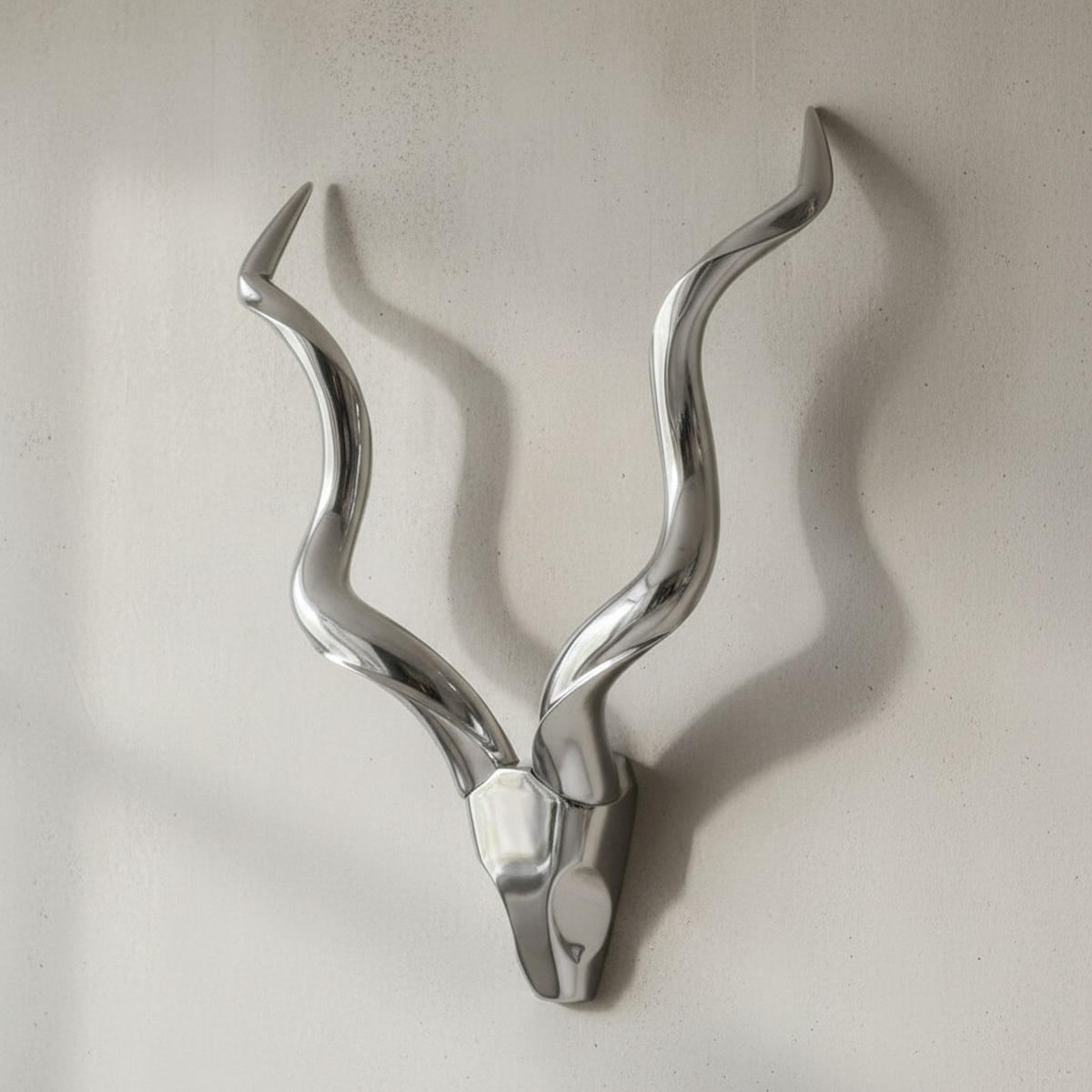 WANDDEKO Hirschgeweih Aluminium silberfarben 80x110 cm handgefertigt - Silberfarben, Metall (80/110/10cm) - KADIMA DESIGN