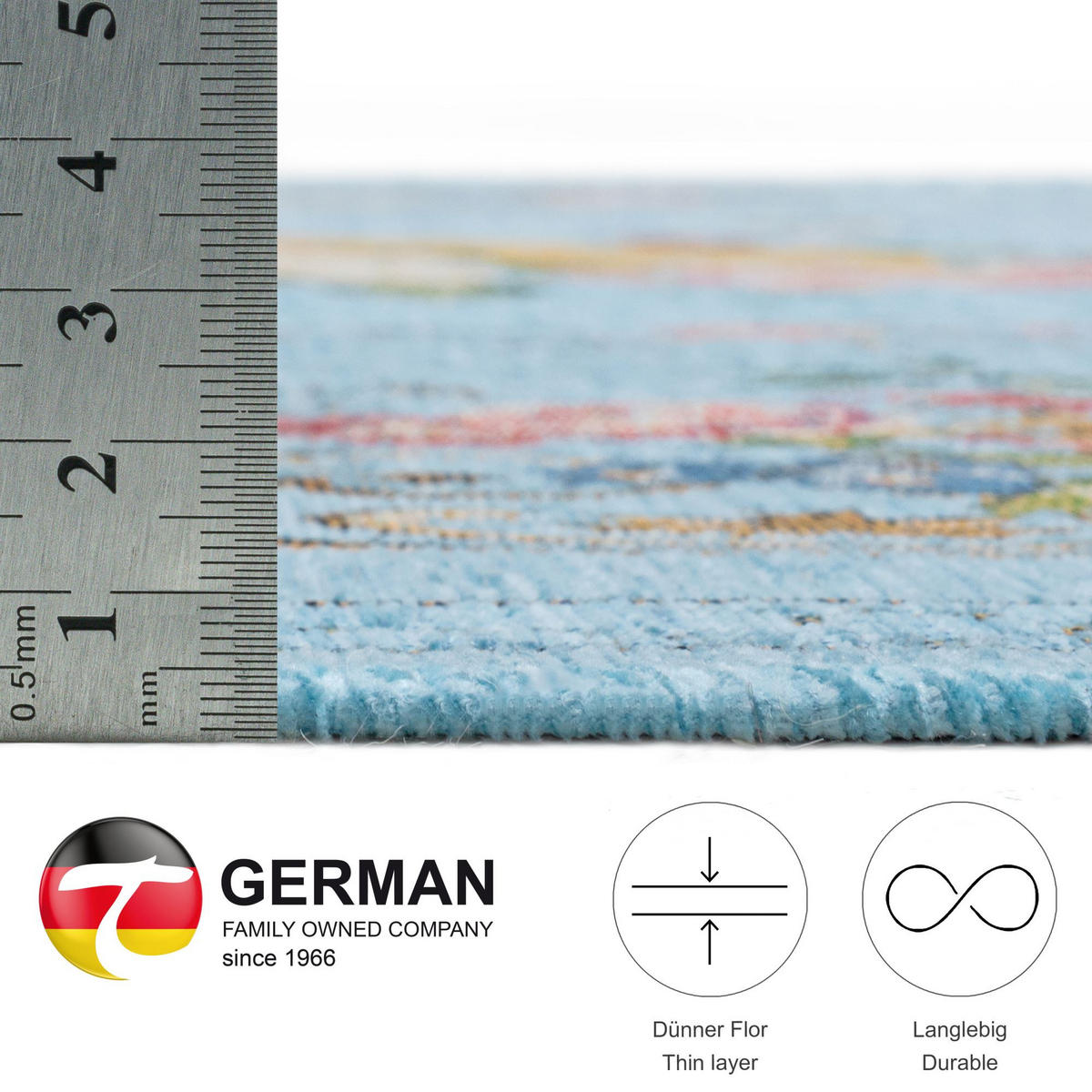 FLACHWEBTEPPICH Flomi Florence 120x180 cm - Türkis, Textil (120/180cm) - THEKO