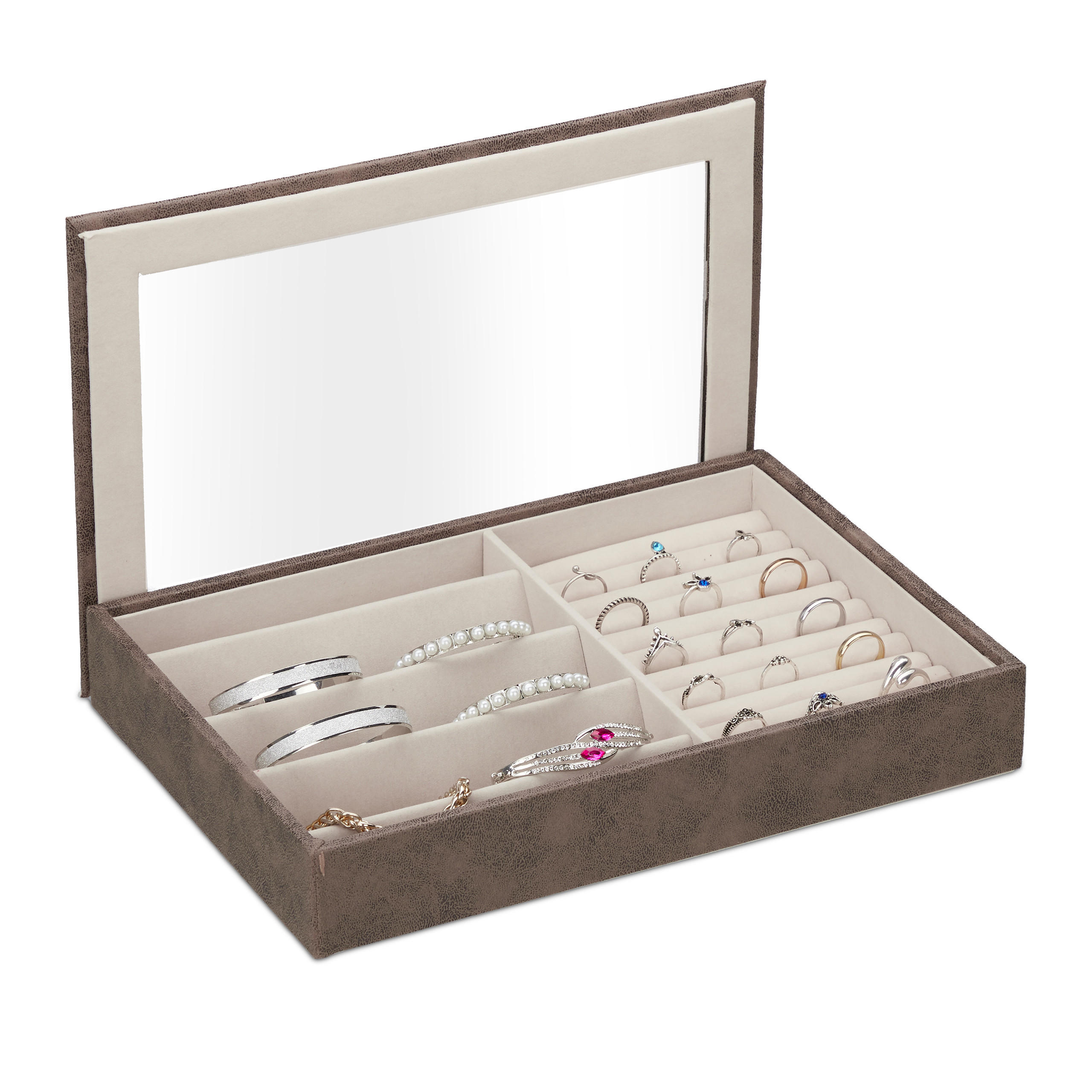 SCHMUCKKÄSTCHEN - Multicolor, Holzwerkstoff/Wellpappe (30/5/21cm) - Relaxdays