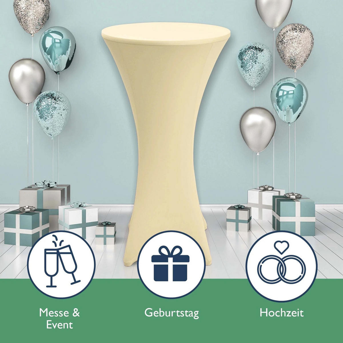 STEHTISCHHUSSE Stella Ø 80cm Creme (2tlg) - Creme, Textil (800/120cm) - Beautissu 