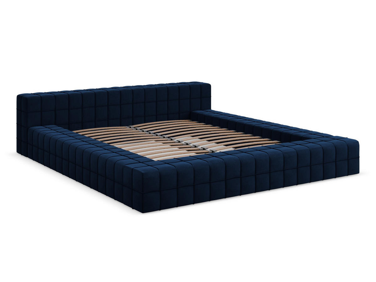 POLSTERBETT mit Lattenrost 220x260 Blau - Blau/Schwarz, Kunststoff/Textil (160/200cm) - Makamii