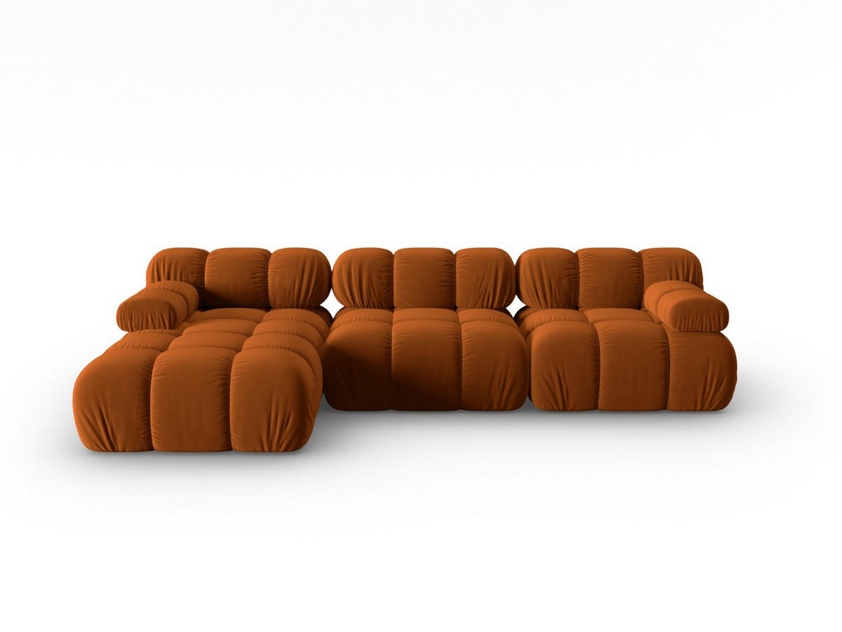 MODULARES-ECKSOFA links Bellis aus Samt terrakotta 4 Sitzplätze - Terracotta, Textil (122/285cm) - Micadoni