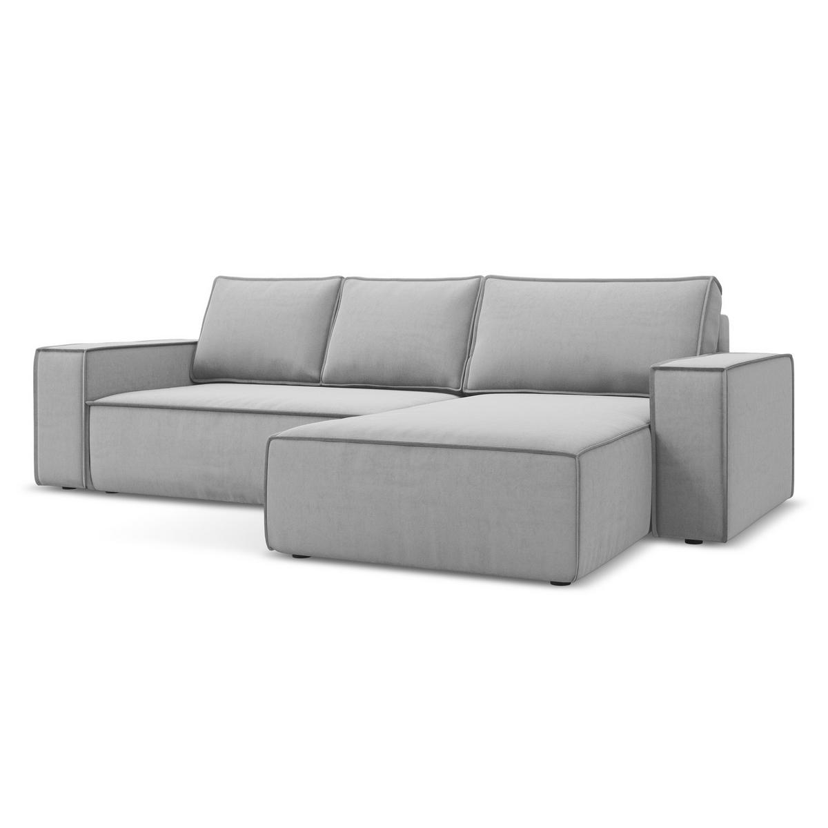 ECKSOFA mit Schlaffunktion Samt Stoff Grau - Schwarz/Grau, Kunststoff/Textil (290/185cm) - LaMiaSofa