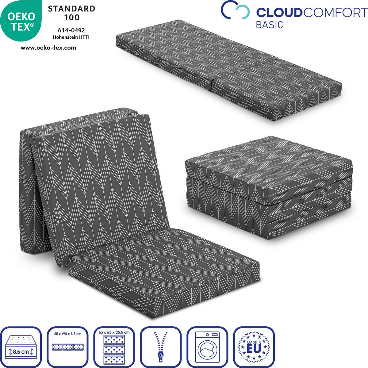 KOMFORTSCHAUMMATRATZE Basic 65x190 cm - Weiß, Textil (65/190cm) - CloudComfort