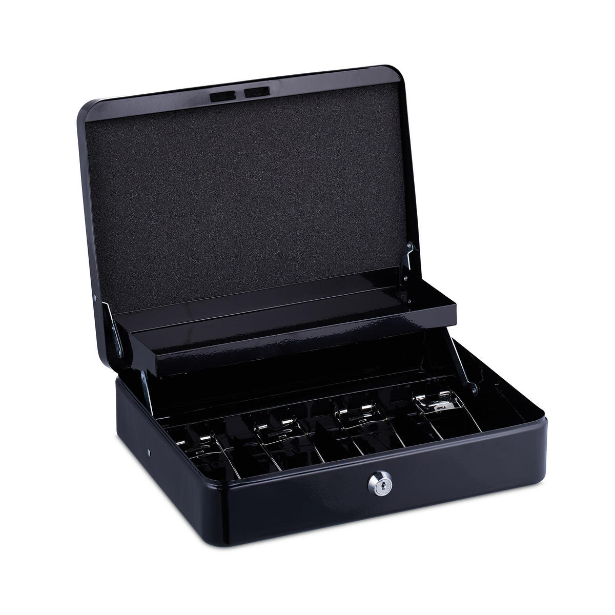 GELDKASSETTE Euro-Münzzählbrett - Schwarz, Kunststoff/Metall (30.5/8.5/24.5cm) - Relaxdays