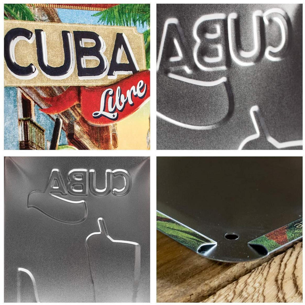 BLECHSCHILD 15/20 cm Open Bar Cuba Libre - Multicolor, Metall (15/20/0.5cm) - Nostalgic-Art