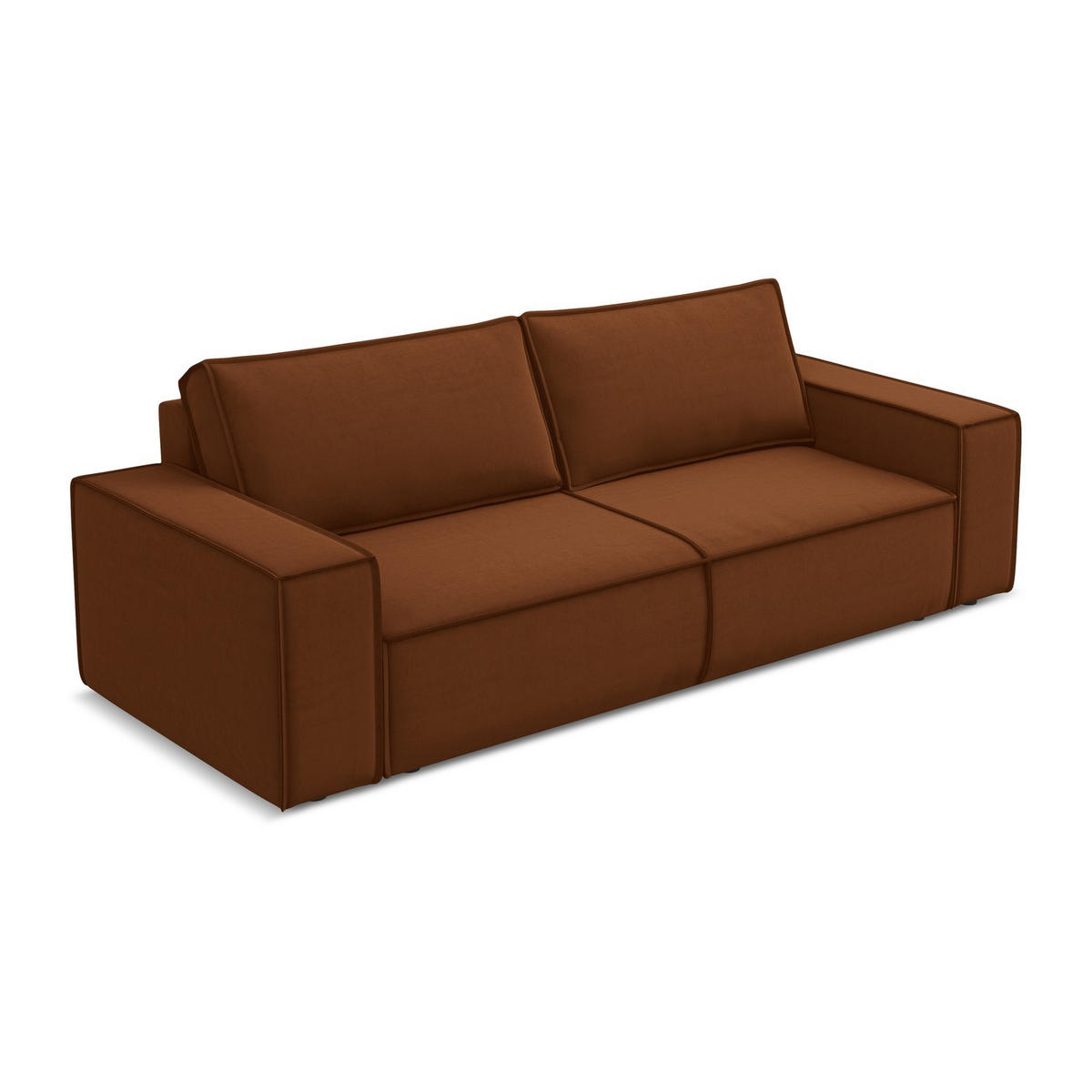 3-SITZER SOFA mit Schlaffunktion Samt Stoff Orange - Terracotta/Schwarz, Kunststoff/Textil (255/85/105cm) - LaMiaSofa