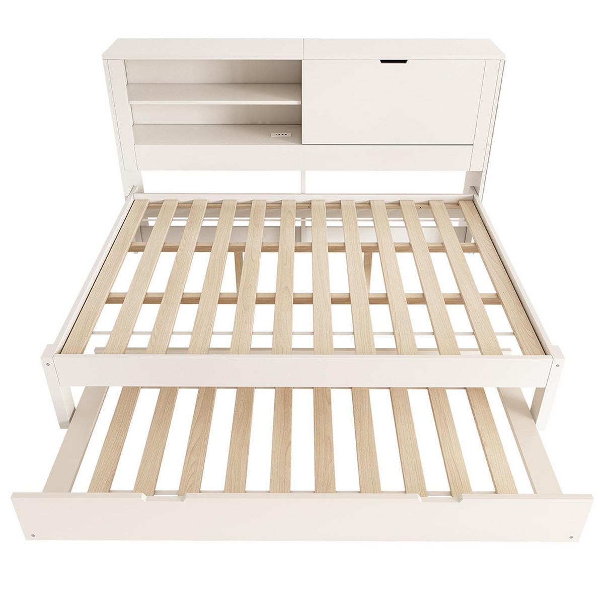 AUSZIEHBETT 140×190 cm mit Lattenrost in Weiß - Weiß, Holz (140/190cm)