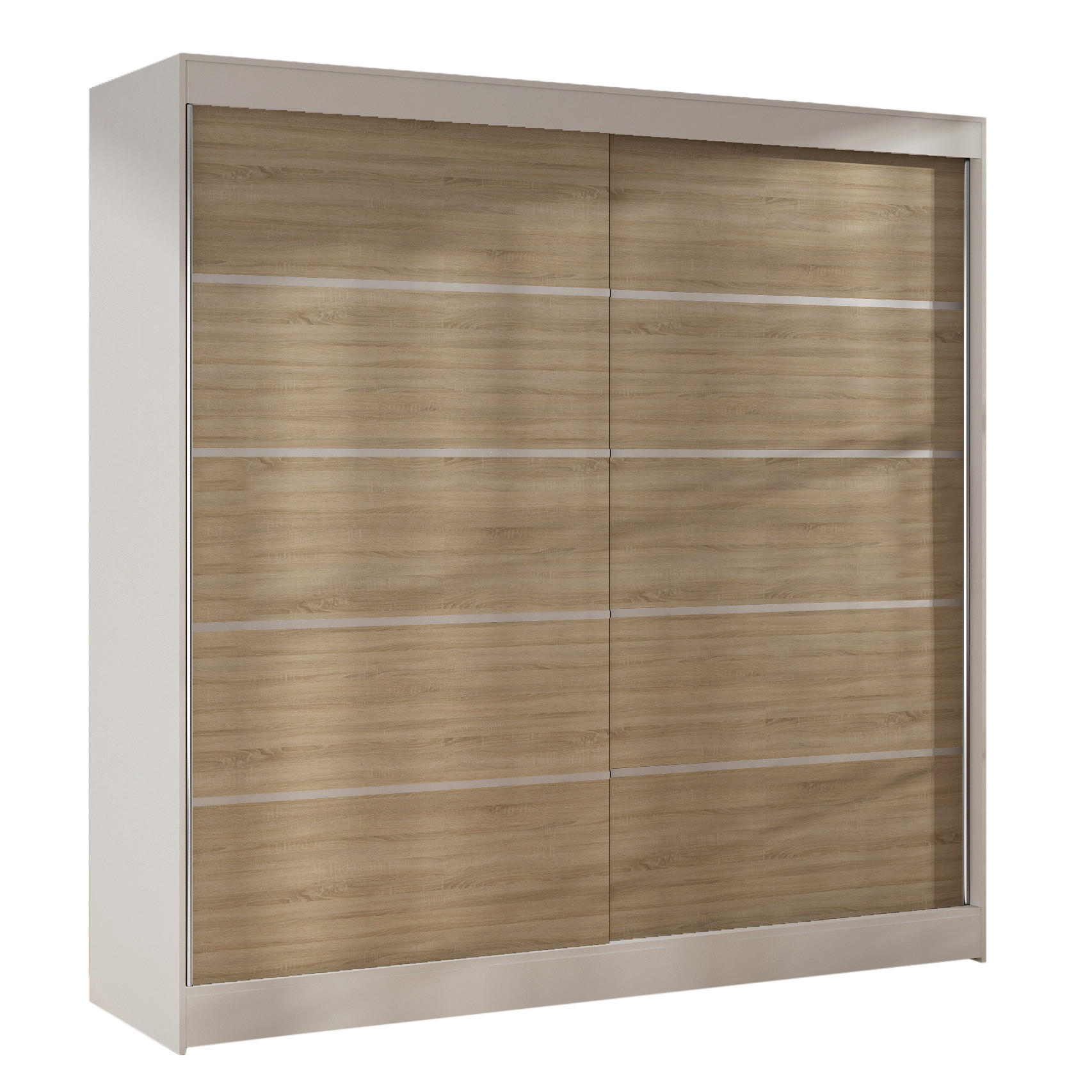 SCHWEBETÜRENSCHRANK Basti IV - 200 cm - Beige/Weiß, Holzwerkstoff/Metall (200/215/58cm) - Sofnet
