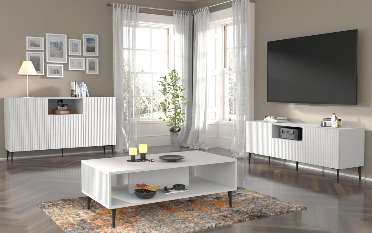 STOLIĆ ZA KAVU Bijela, bijela, crna 90/43/60 - bijela/crna, drvni materijal (90/43/60cm) - RAUMHIRSCH FURNITURE