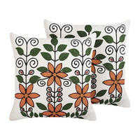 DEKOKISSEN 2er-Set Bunt 50/50 cm Vellore - Multicolor, Naturmaterialien/Textil (50/50cm) - Beliani