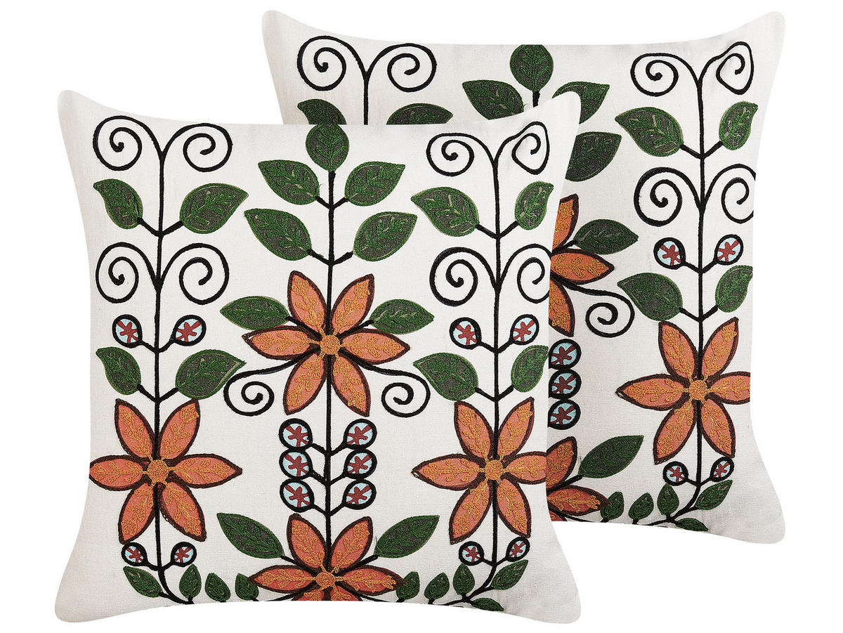 DEKOKISSEN 2er-Set Bunt 50/50 cm Vellore - Multicolor, Naturmaterialien/Textil (50/50cm) - Beliani