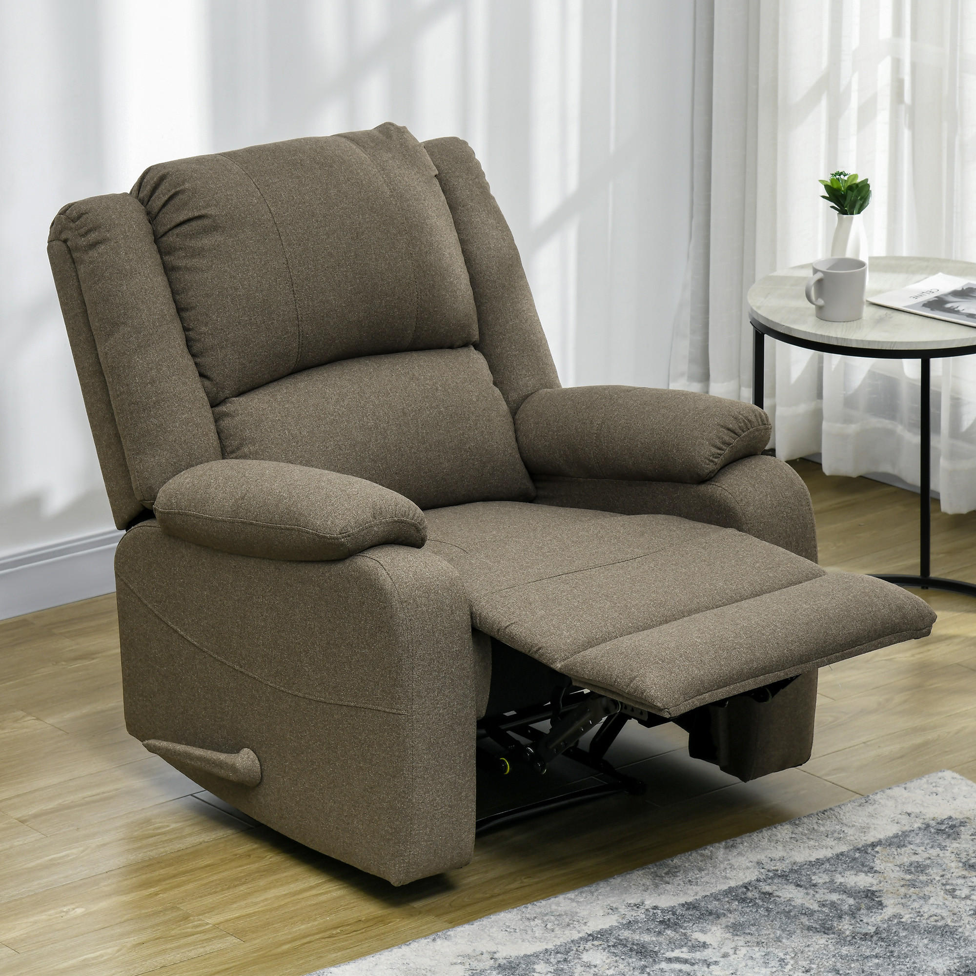 FERNSEHSESSEL Dunkelgrau/Braun, Polyester, Stahl - Braun, Textil/Metall (96/98/90cm) - HOMCOM