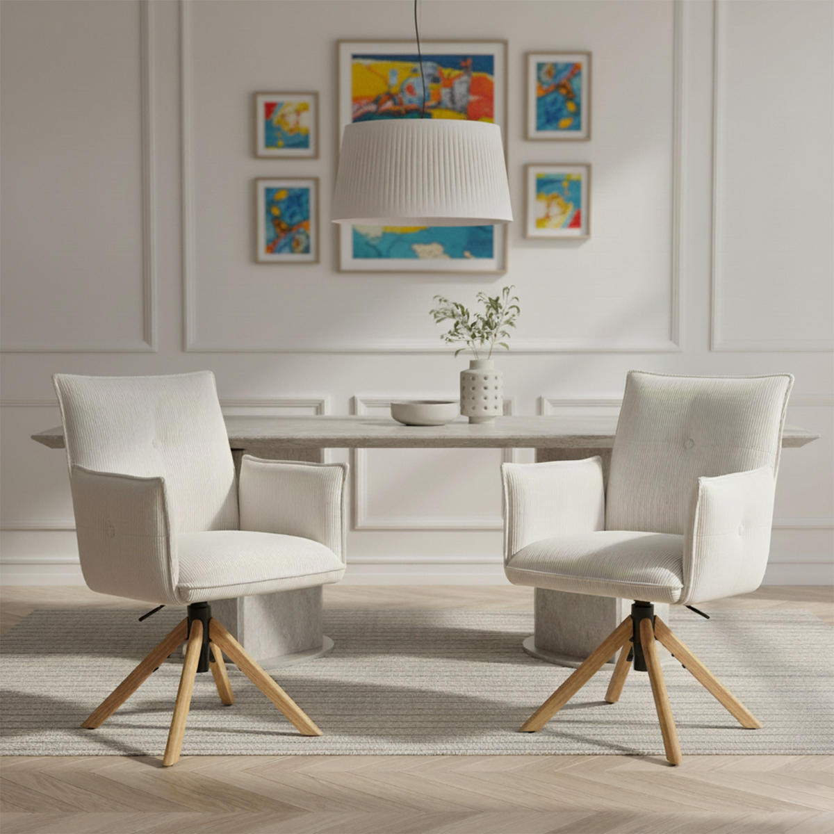 BÜROSTUHL Mika-Leya - Honigeiche/Creme, Eichenholz/Holz (60/89/63cm) - DUBI Möbel