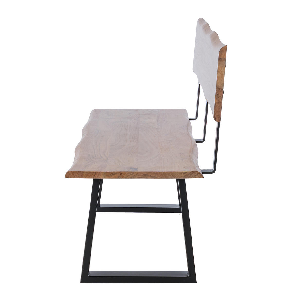 SITZBANK - Metall / Massivholz - Akazie Braun / Schwarz - Schwarz/Braun, Holz/Metall (160/85/50cm) - home24