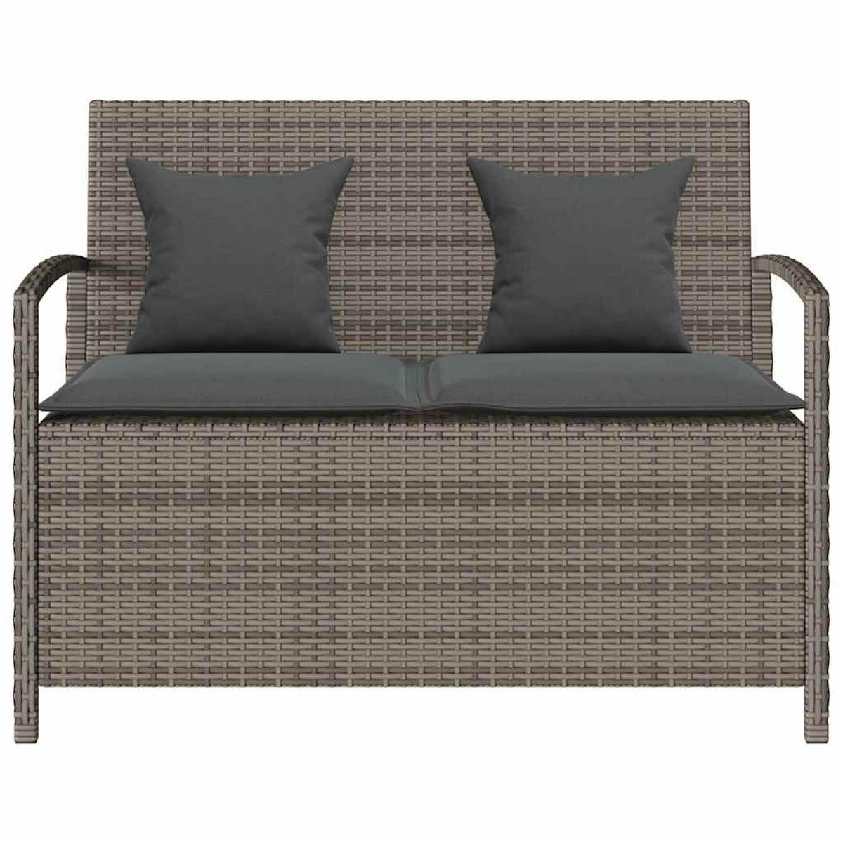 GARTENBANK Mit Stauraum Und Kissen Grau Poly Rattan - Grau, Kunststoff (56/87/111cm) - vidaXL