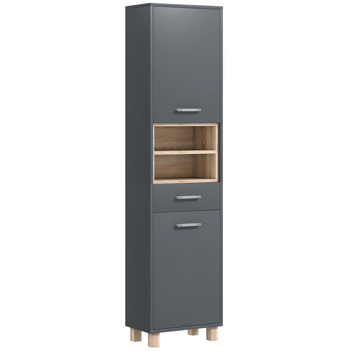 HOCHSCHRANK DE-12439 40/24/160 cm Grau - Grau, Holzwerkstoff (24/160/40cm) - ComfortXL