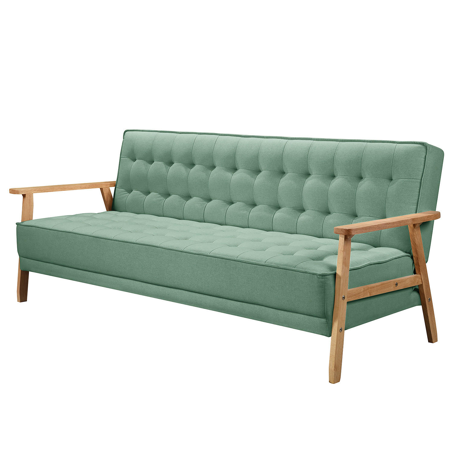 SCHLAFSOFA - Mintgrün, Holz/Birkenholz (204/85/86cm) - home24