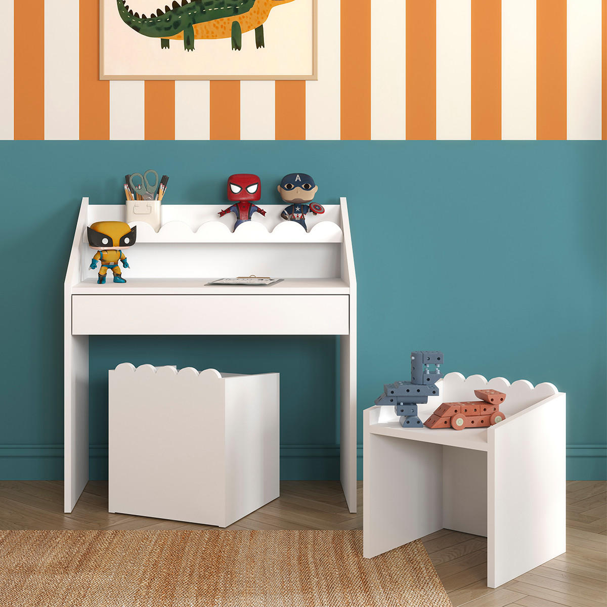 PSACÍ STŮL Book Nook Bílá - bílá, kompozitní dřevo (71/76/33cm) - Petits-meubles