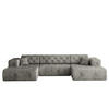 ECKSOFA LUX U-Form, Gesteppt, Stoff Whisper, Silber - Silberfarben, Holz/Textil (350/171cm) - Kaiser Möbel