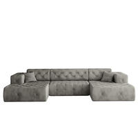 ECKSOFA LUX U-Form, Gesteppt, Stoff Whisper, Silber - Silberfarben, Holz/Textil (350/171cm) - Kaiser Möbel