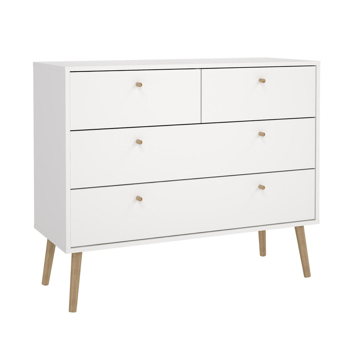 KOMMODE mit 4 Schubladen und Holzfüßen tarp 98,7/39,1/81,7 cm - Weiß, Holzwerkstoff (39.1/81.7/98.7cm) - Calicosy
