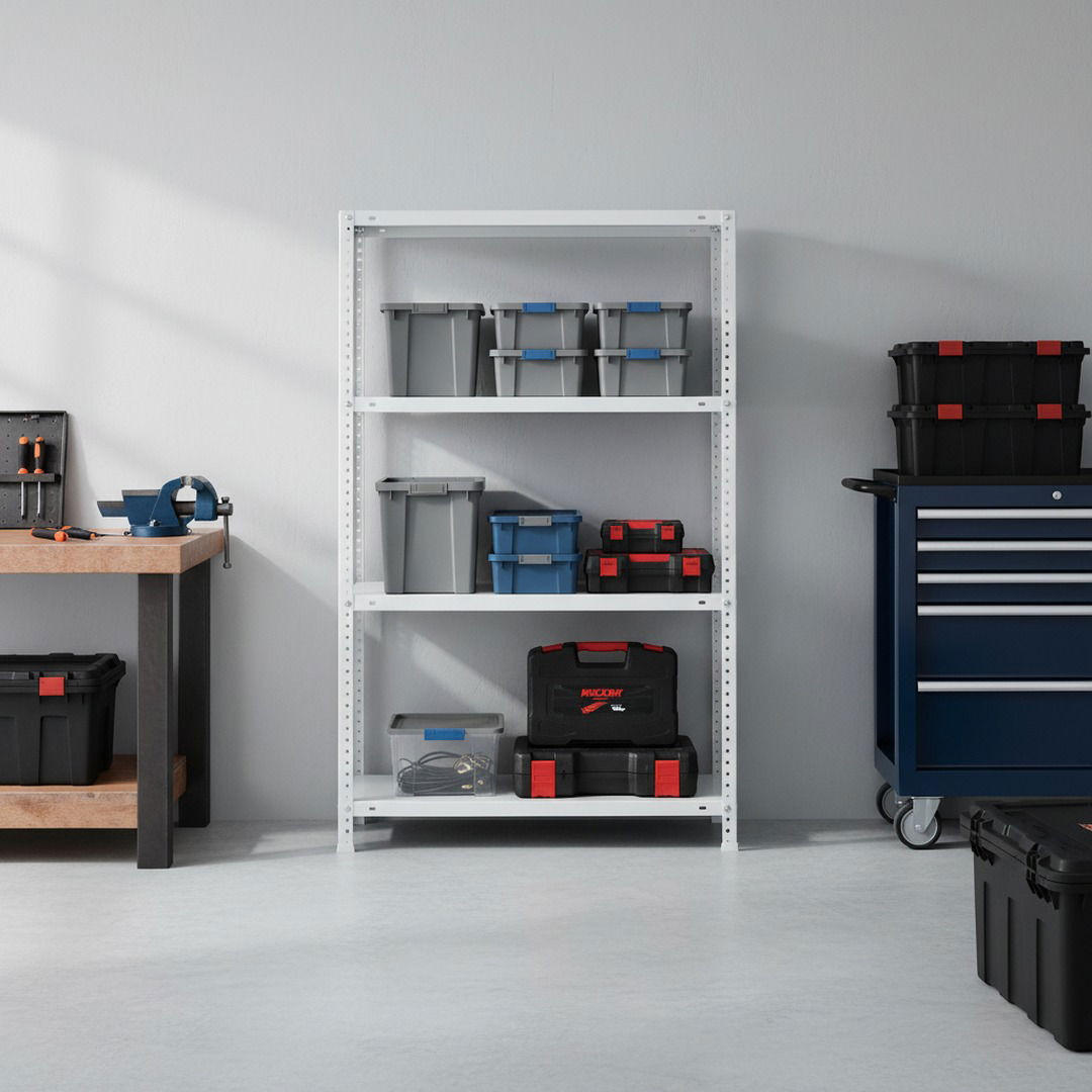 SCHRAUBREGAL PANDA MID | HxBxT 150x90x40cm | 4 Fachböden | Fachlast 100kg | Weiß - Weiß, Metall (90/150/40cm) - PROREGAL