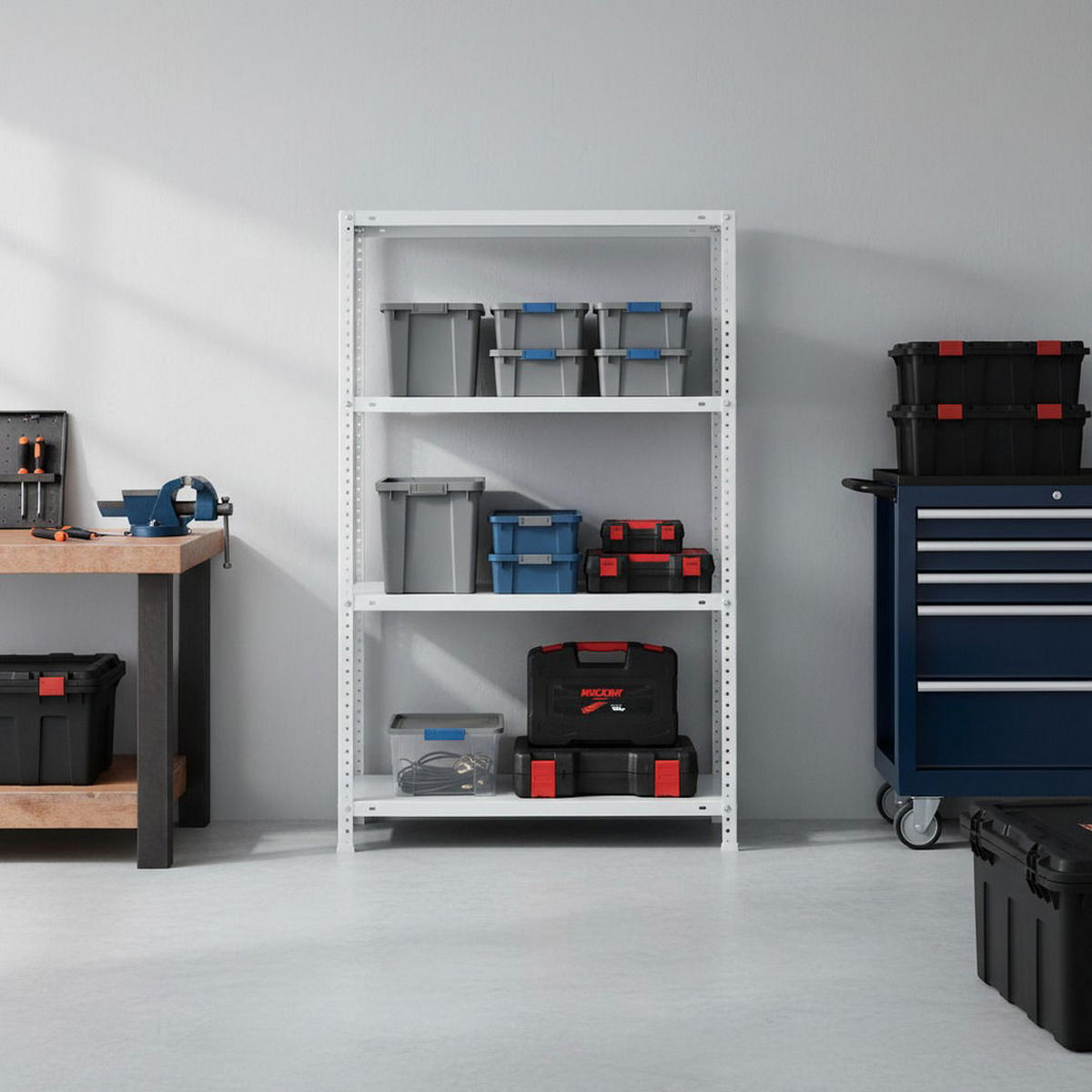 SCHRAUBREGAL PANDA MID | HxBxT 150x90x40cm | 4 Fachböden | Fachlast 100kg | Weiß - Weiß, Metall (90/150/40cm) - PROREGAL