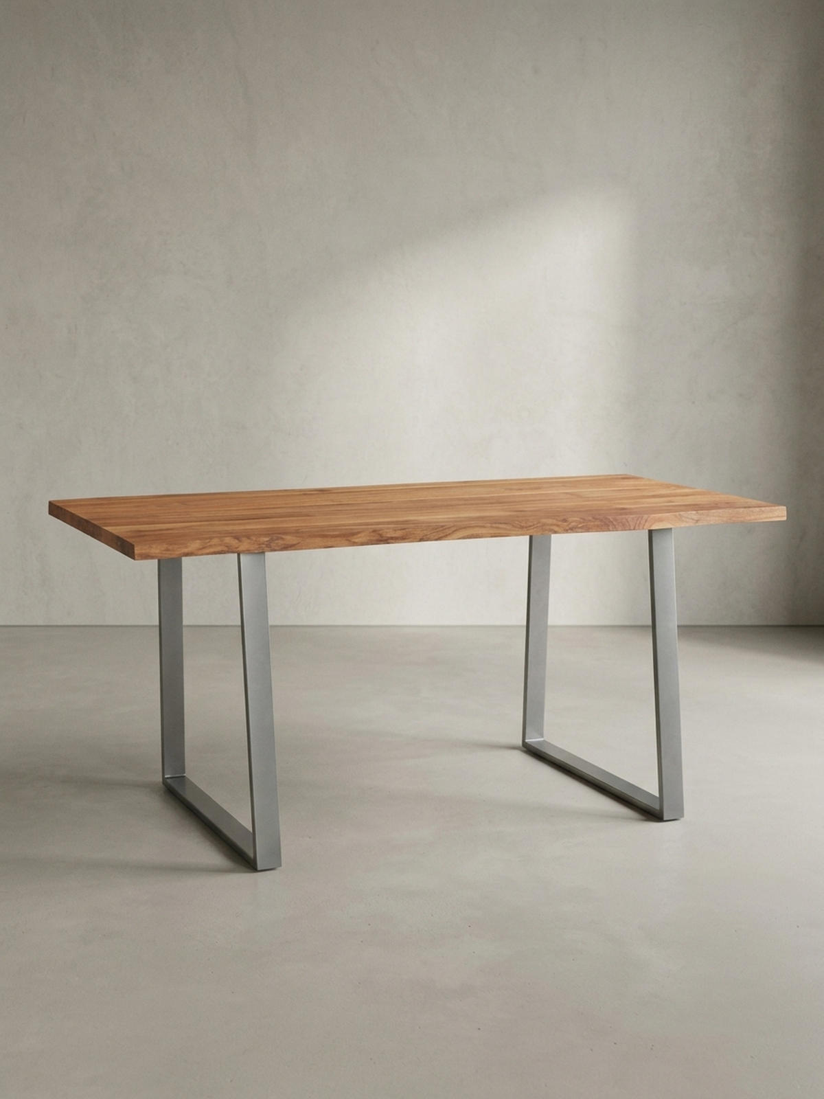SCHREIBTISCH Massivholz Baumkante Chromgestell Handarbeit TARN, Goldbraun-Chrom 140x80x76 cm - Chromfarben/Braun, Holz/Metall (80/140/76cm) - KADIMA DESIGN