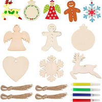 BASTELSET Weihnachtsschmuck Holz 36-teiliges Set - Hellbraun, Holz (9/1/9cm)