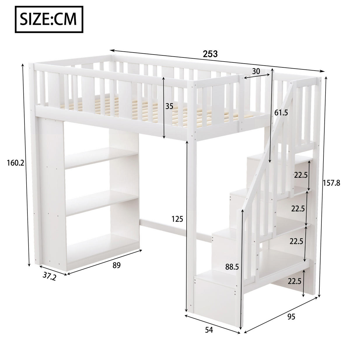 HOCHBETT 90/200 cm Weiß aus Holz mit Stauraum - Weiß, Holz (90/200cm) - OKMYHOME