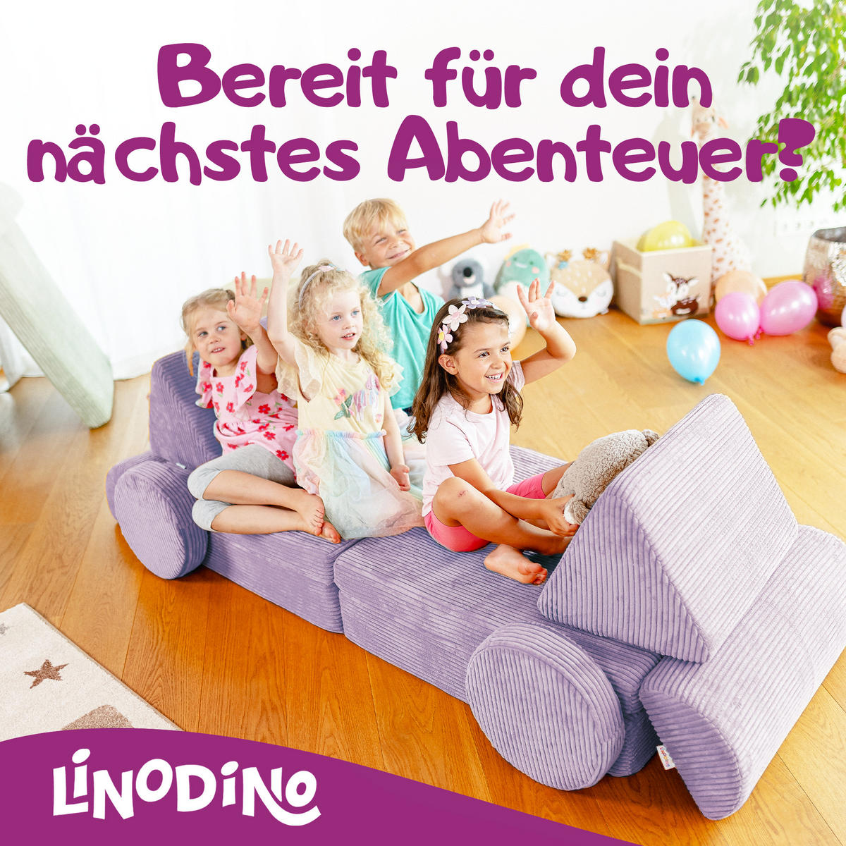 SPIELSOFA Kinder Fantasiewelt 8tlg - Lila, Textil (150/55/66cm) - Linodino