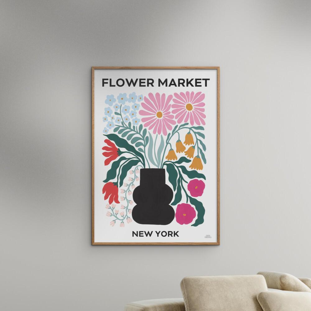POSTER mit Rahmen Wild Apple - Flower Market III - Eichefarben/Multicolor, Holz/Papier (70/100cm) - Poster&Frame