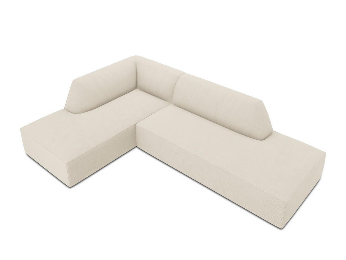 ECKSOFA links Ruby aus Cord leichtes beige 4 Sitzplätze - Creme, Textil (180/273cm) - Micadoni