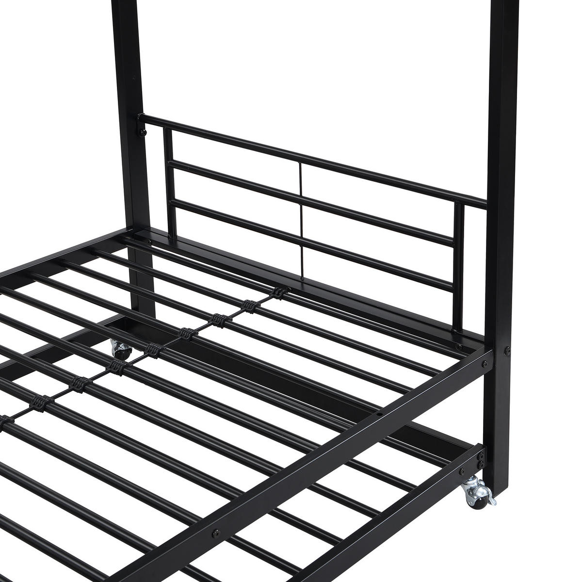 ETAGENBETT Etagenbett mit Ausziehbett Schwarz - Schwarz, Metall (90/200cm) - ComfortXL