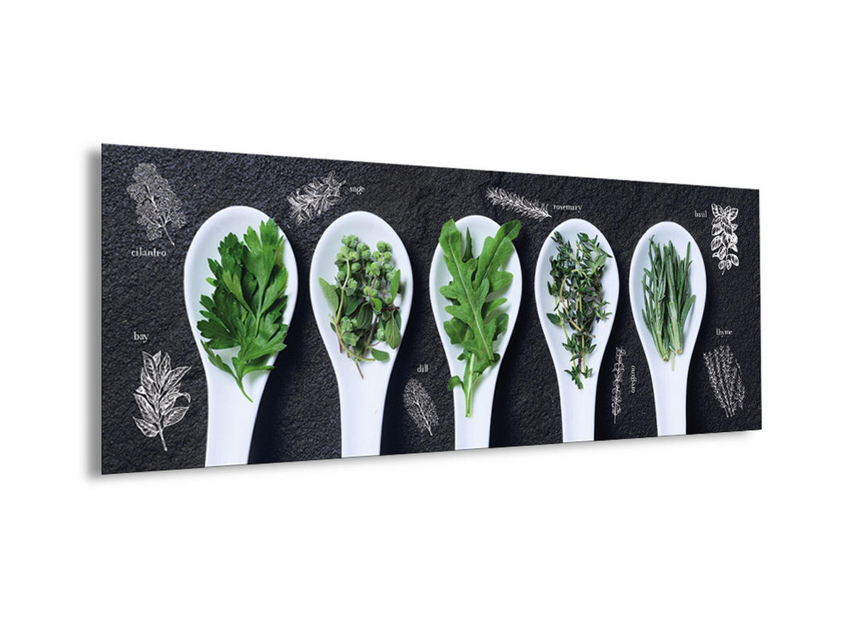 GLASBILD 80x30 cm Küche Kräuter modern - Gelb, Glas (80/30cm) - artissimo