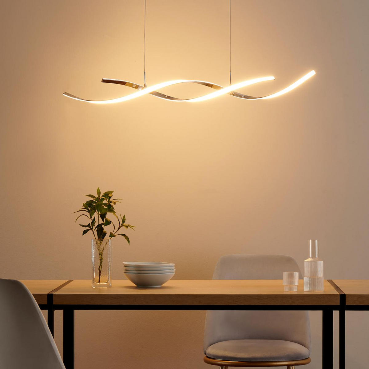 HÄNGELEUCHTE Galba, Silber/Chrom, 120cm - Chromfarben, Metall (120/12/120cm) - KOSILUM