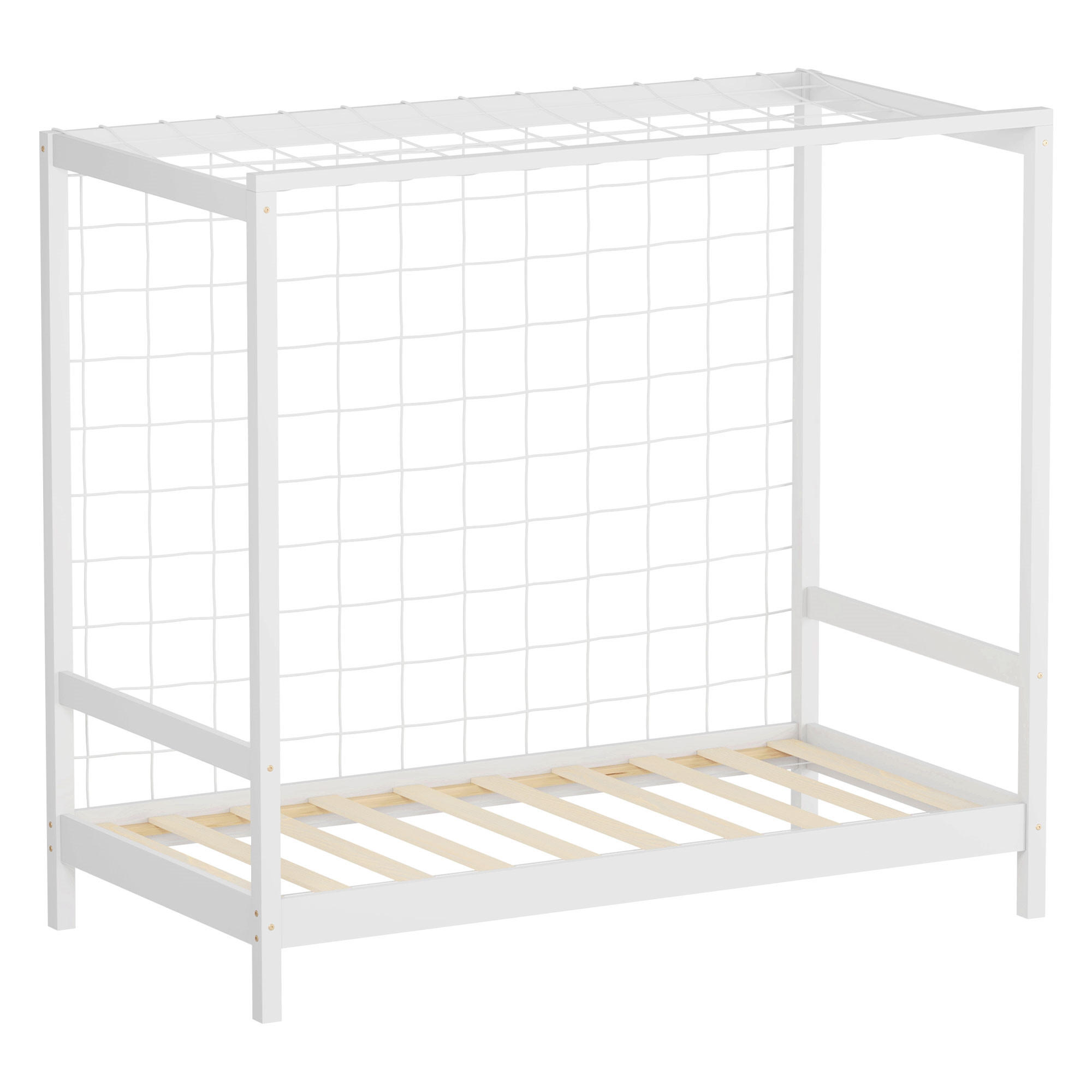 KINDERBETT Fußballtor 80x160 cm Weiß - Weiß, Holz (80/160cm) - ML-DESIGN