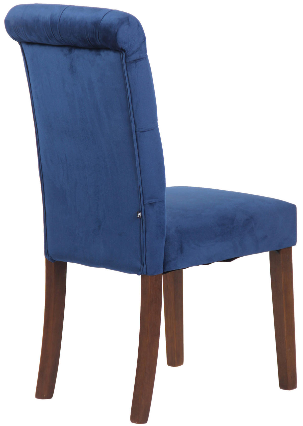 ESSZIMMERSTUHL Lisbon Samt, Gestell Kautschukholz Braun Blau - Blau/Braun, Holz/Textil (45/98/63cm) - TPFLiving