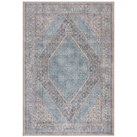 TEPPICH waschbar Medallion Muster, Orientalisch, Wohnzimmer schmutzabweisend Blau Rechteckig 190x290 - Blau, Textil (190/290cm) - KADIMA DESIGN