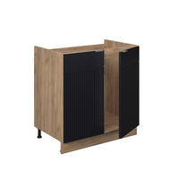 SPÜLENUNTERSCHRANK Fame-Line Schwarz gestreift 80 cm ohne Arbeitsplatte - Honigeiche/Schwarz, Holzwerkstoff (80/82/51.6cm) - Vicco